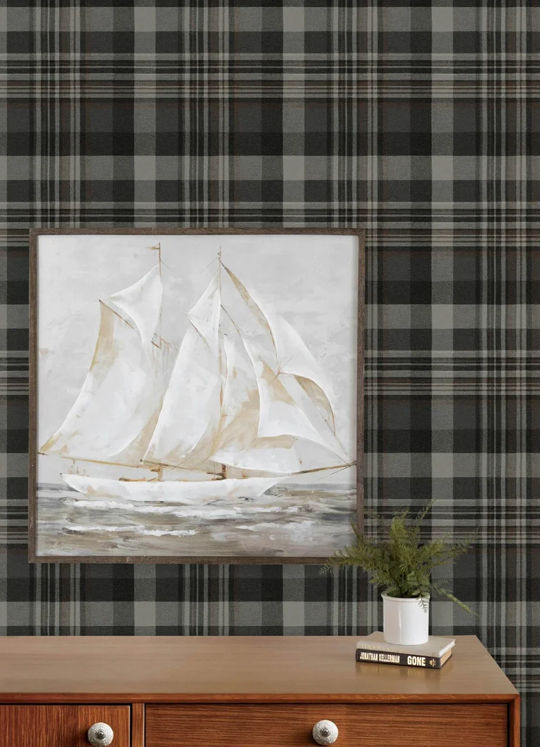 Chesapeake Dutton Plaid Flannel Wallpaper - Charcoal — Ảnh 6