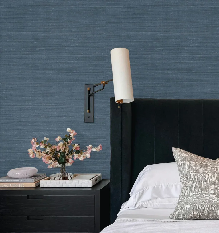 Sari Silk Faux Fabric Wallpaper - Denim — Ảnh 4