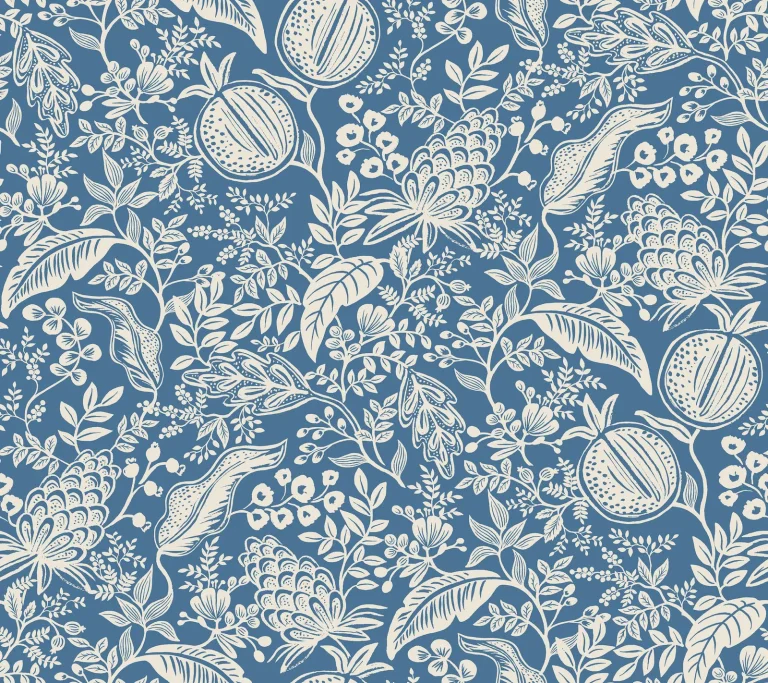 Rifle Paper Co. Pomegranate Peel and Stick Wallpaper - Blue & Ivory — Ảnh 5