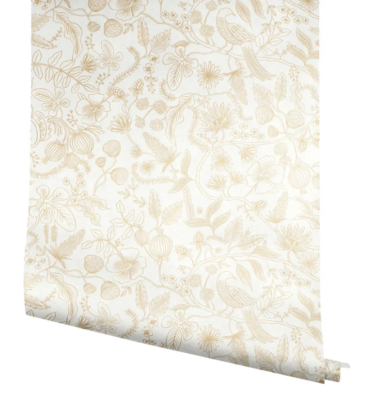 Rifle Paper Co. Aviary Peel and Stick Wallpaper - Metallic Gold and Yellow — Image 6