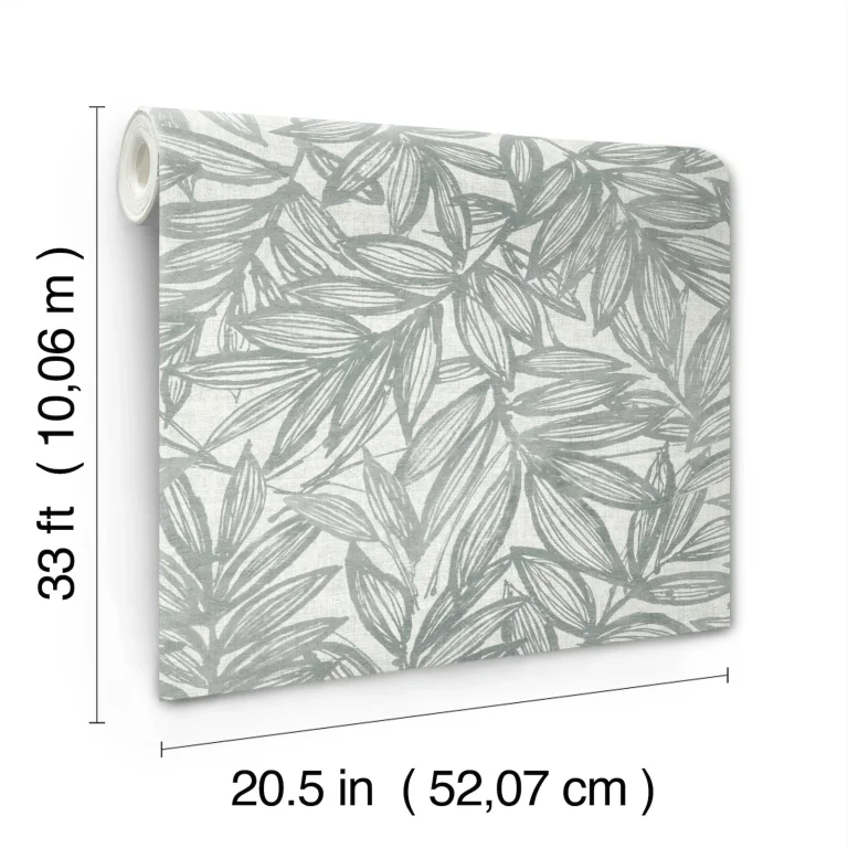 Rhythmic Leaf Wallpaper - Grey — Image 4