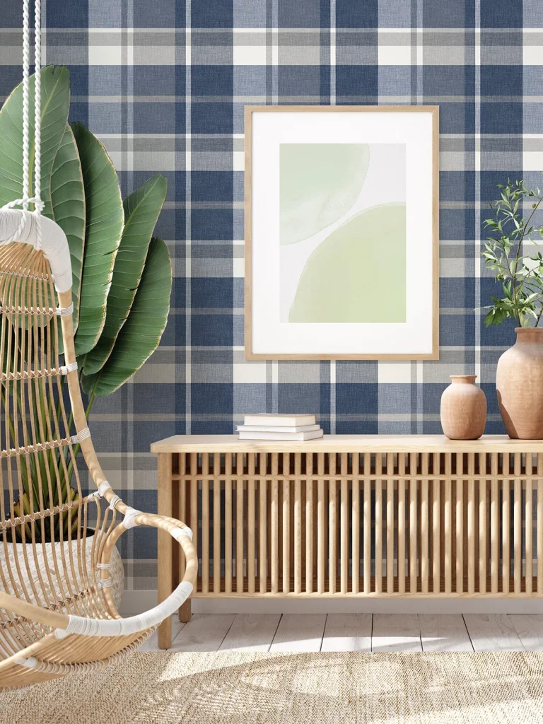 Madaket Plaid Wallpaper - Indigo — Ảnh 3