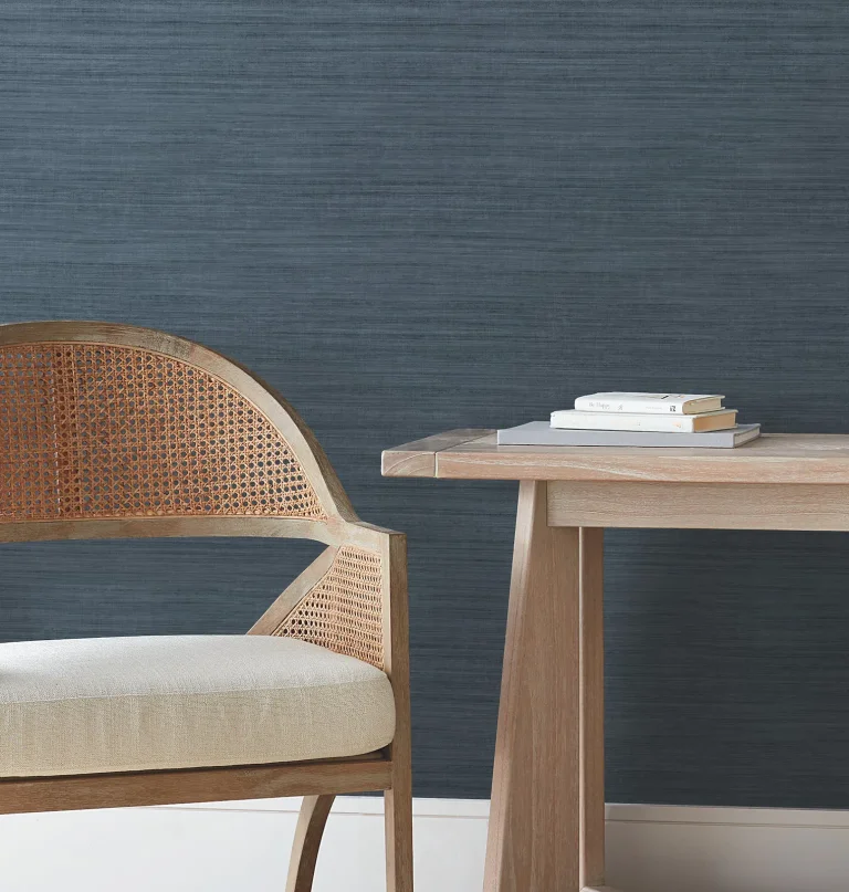 Silk Essence Faux Fabric Wallpaper - Indigo — Ảnh 5