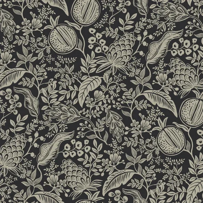 Rifle Paper Co. Pomegranate Wallpaper - Black & Linen — Ảnh 4
