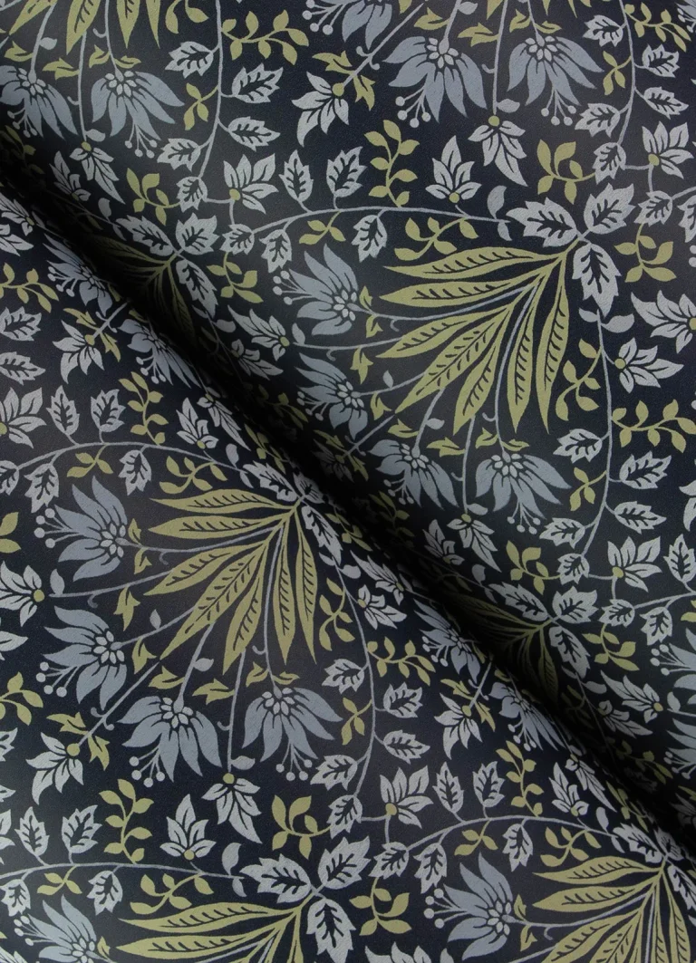 Chris Loves Julia Woodbury Floral Damask Wallpaper - Navy