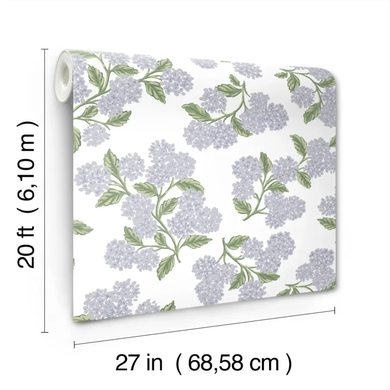 Rifle Paper Co. Hydrangea Peel and Stick Wallpaper - Lilac & White — Ảnh 6