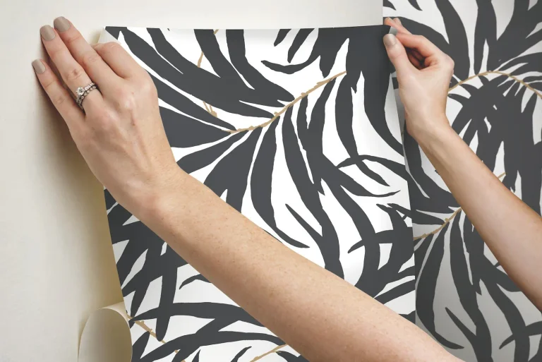 Bali Leaves Peel and Stick Wallpaper - Black — Ảnh 7