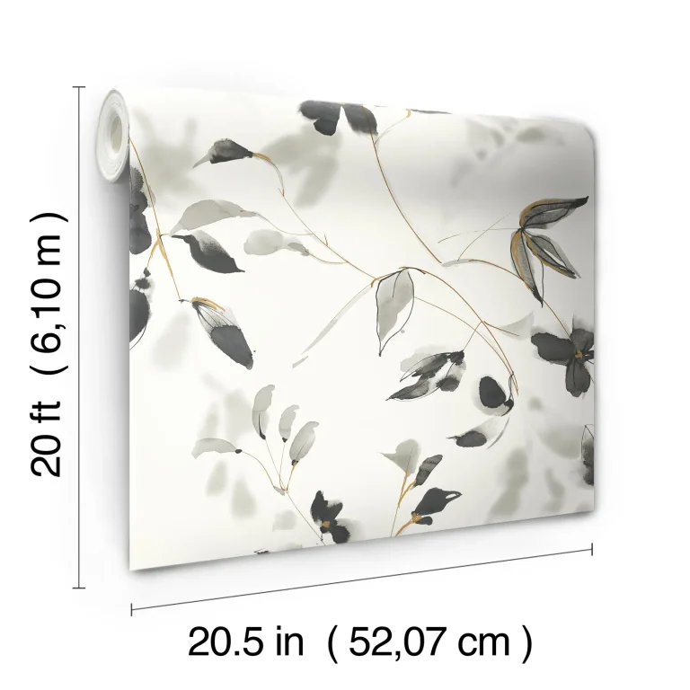 Linden Flower Peel and Stick Wallpaper - Black — Ảnh 3
