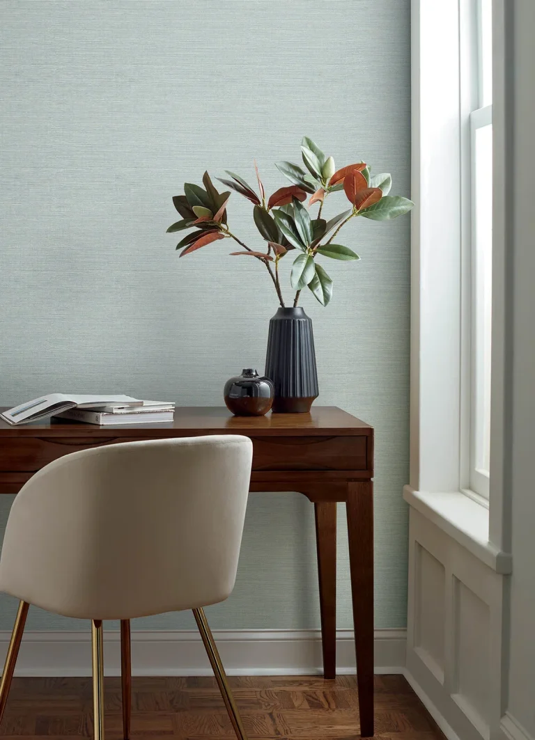 Chesapeake Agave Faux Grasscloth Wallpaper - Light Blue — Ảnh 5