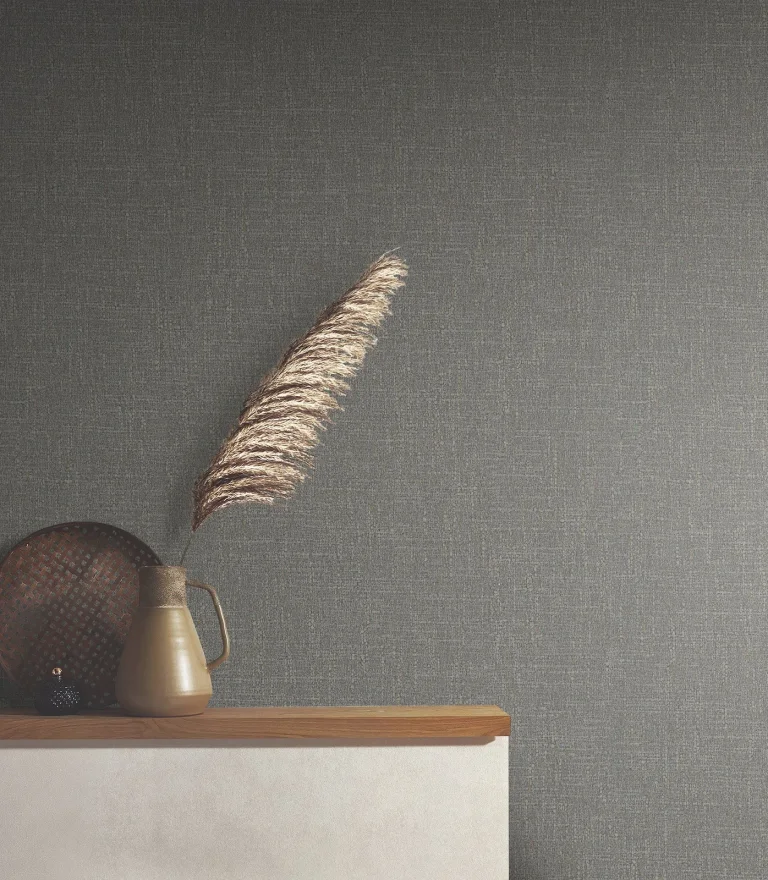 Highland Tweed Faux Fabric Wallpaper - Charcoal — Ảnh 3