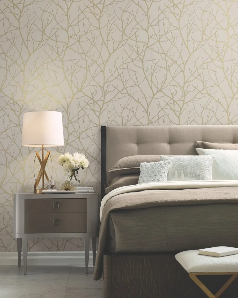 Trees Silhouette Wallpaper - Beige/Gold — Ảnh 4