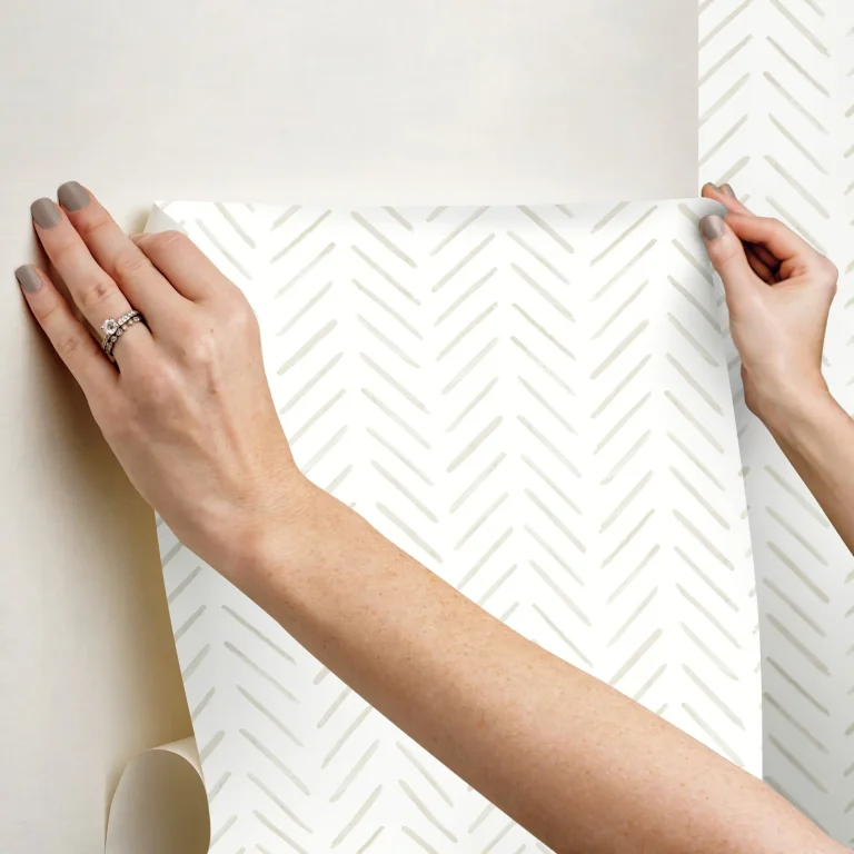 Painted Herringbone Peel and Stick Wallpaper - Sand — Image 2
