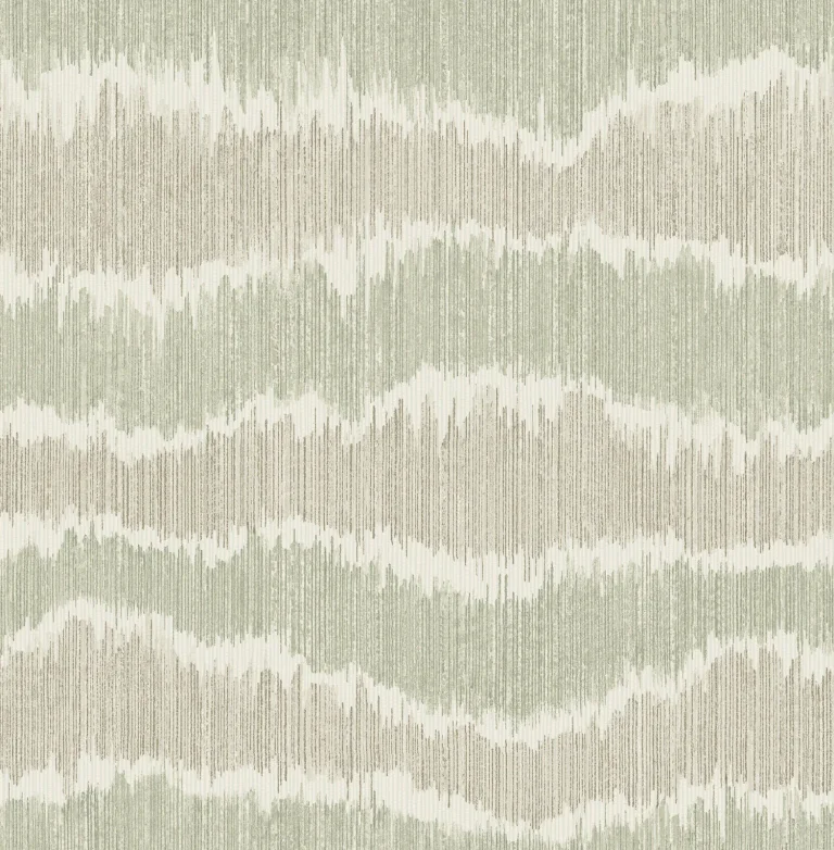 Wiggle Ikat Stripe Wallpaper - Natural/Green — Ảnh 4
