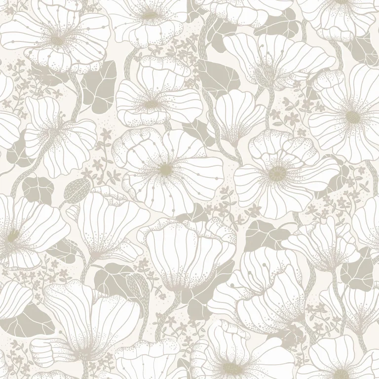 Matilda Poppy Fields Wallpaper - Grey — Ảnh 2