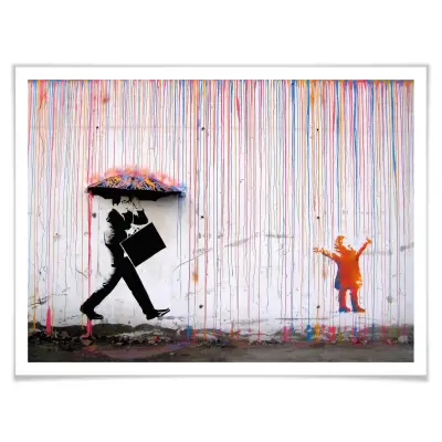 Banksy - "Coloured Rain" Poster - 30 x 24cm