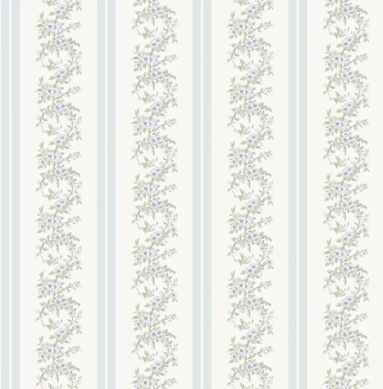 LoveShackFancy Marigold Wreath Floral Stripe Wallpaper - Baby Blue — Ảnh 4