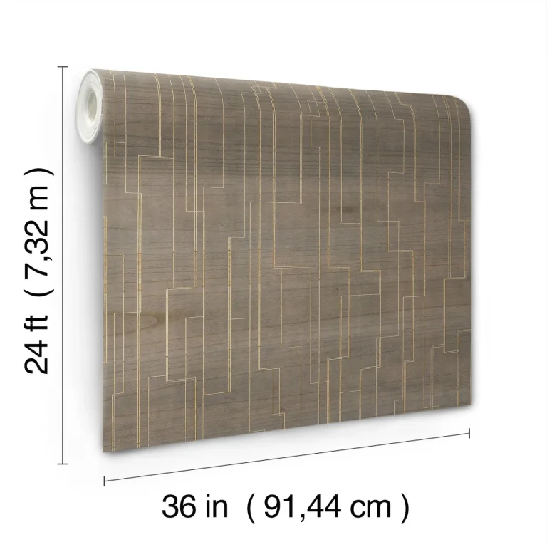 Ronald Redding Inlay Line Wallpaper - Mink — Image 5