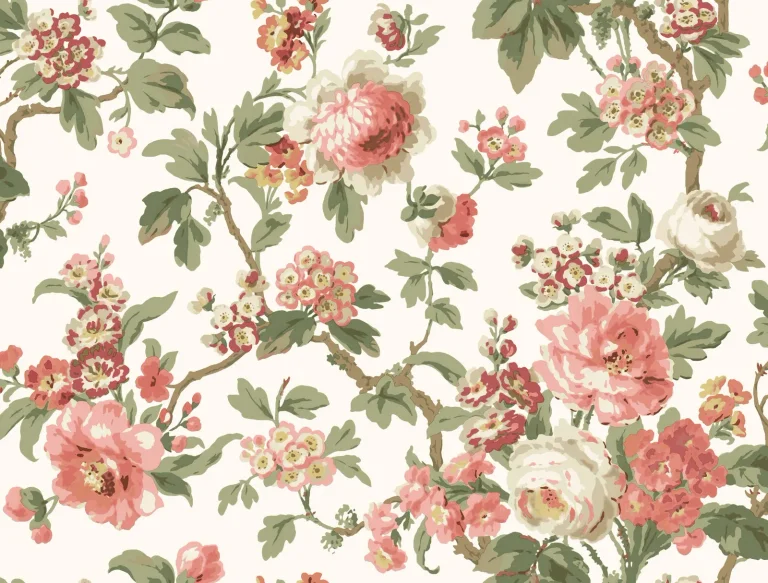 Beatrix Vintage Floral Wallpaper - Coral — Ảnh 5