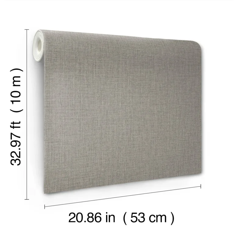 Egyptian Linen Faux Fabric Wallpaper - Ash — Image 5