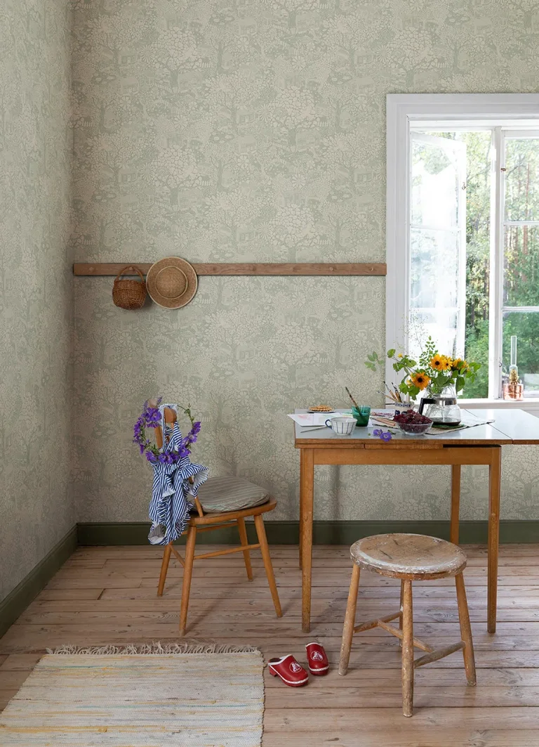 Bygga Bo Woodland Village Wallpaper - Seafoam — Ảnh 3