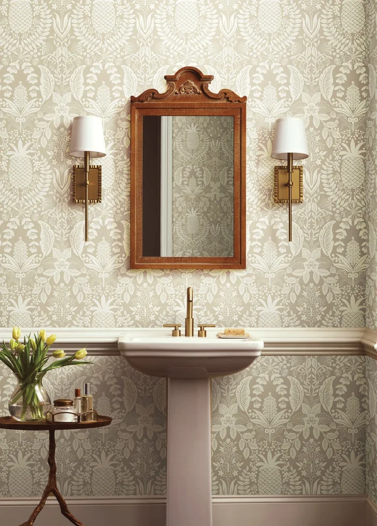 Rifle Paper Co. Pineapple Damask Wallpaper - Linen — Ảnh 2