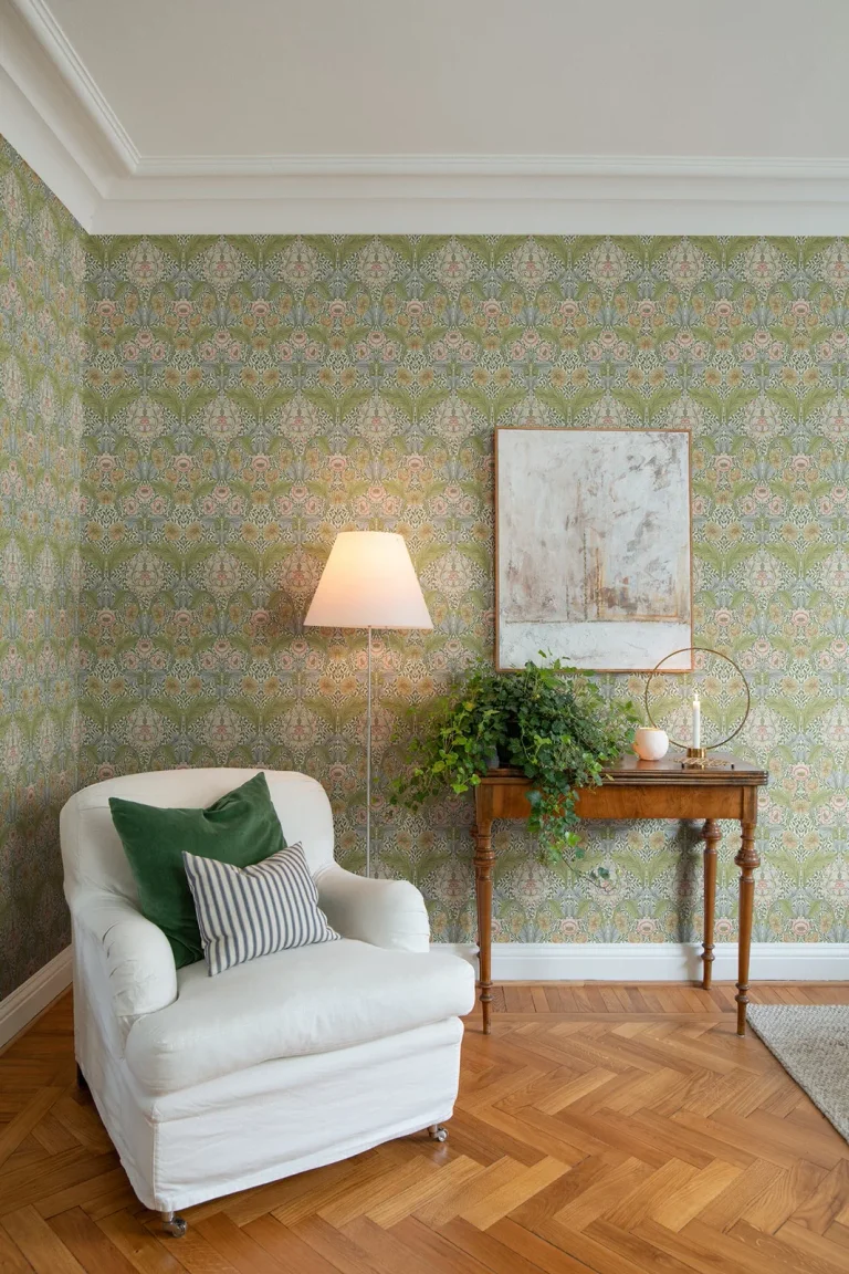 Myrtle Floral Ogee Wallpaper - Green — Ảnh 3