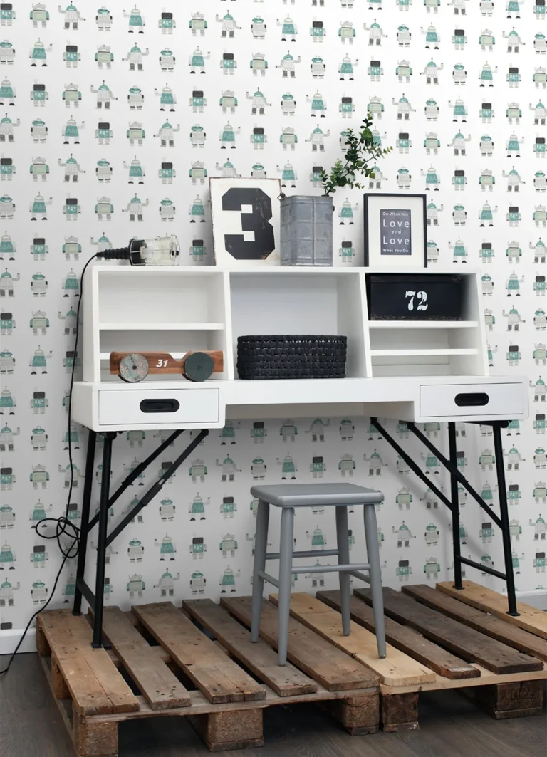 Chesapeake Callum Robots Wallpaper - Teal