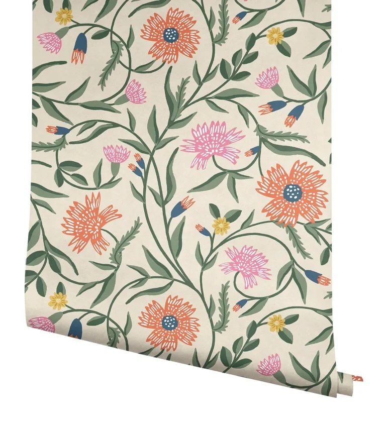 Rifle Paper Co. Aster Wallpaper - Linen & Coral — Image 5