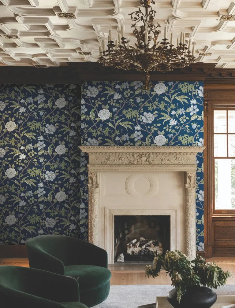 Ronald Redding Courtyard Botanical Wallpaper - Navy — Image 5