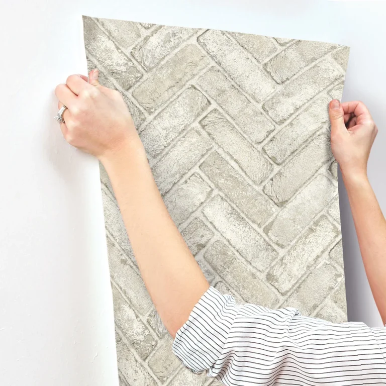 Chesapeake Canelle Brick Herringbone Wallpaper - Taupe — Image 6