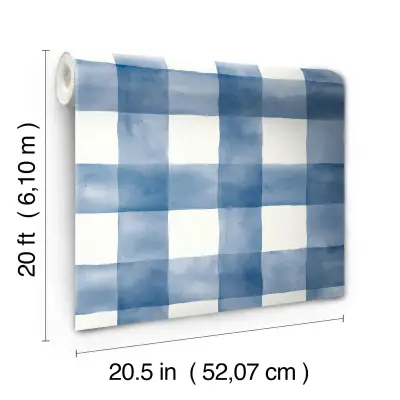 Checkmate Watercolor Plaid Peel and Stick Wallpaper - Blue
