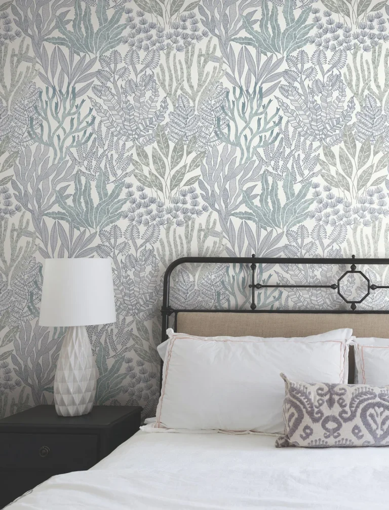 Coral Leaves Wallpaper - Blue/Aqua — Ảnh 5