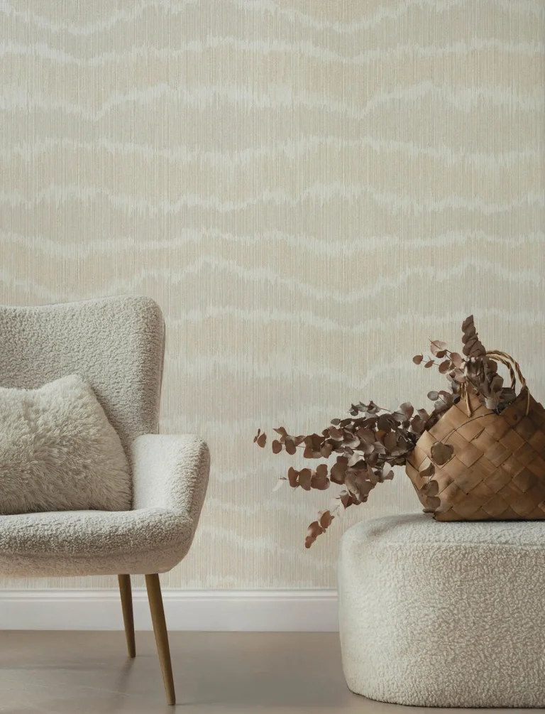 Wiggle Ikat Stripe Wallpaper - Natural — Image 5