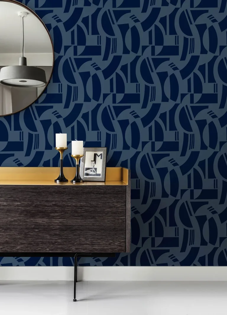 Carter Geometric Flock Wallpaper - Indigo — Ảnh 3