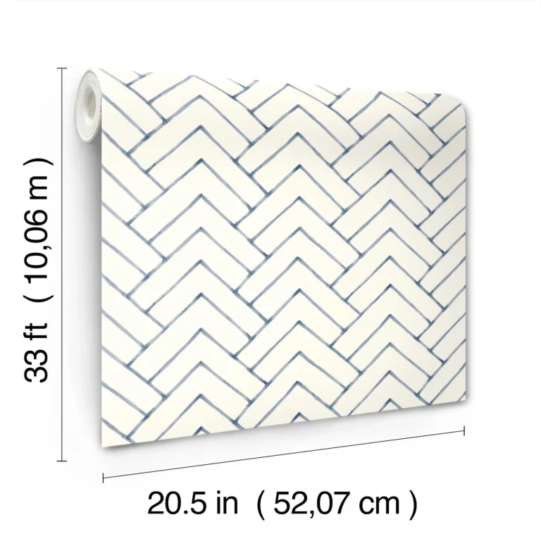 Chesapeake Oswin Tiered Herringbone Wallpaper - Navy — Ảnh 3