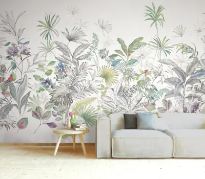 Tropical Wall Mural - White