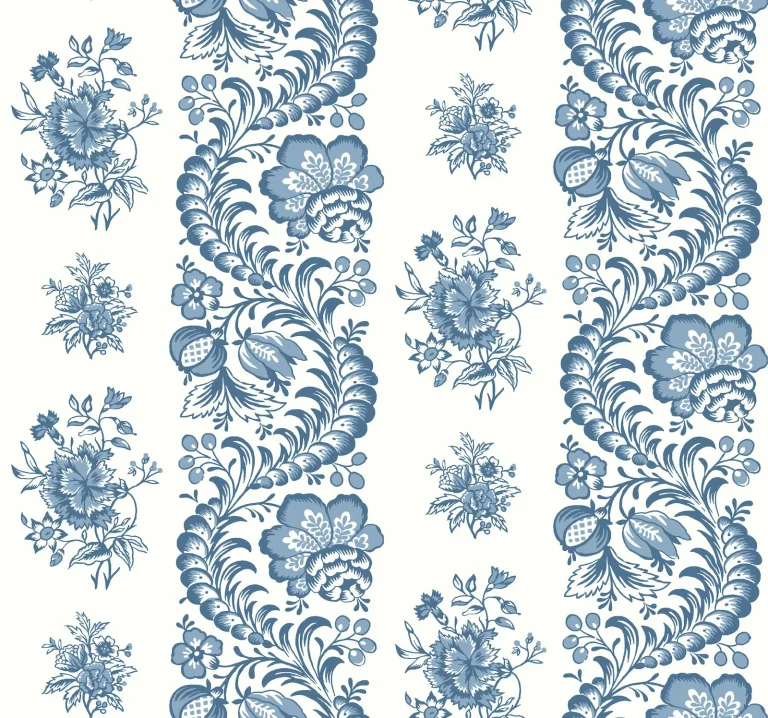 Beaumont Floral Stripe Wallpaper - Blue — Ảnh 5