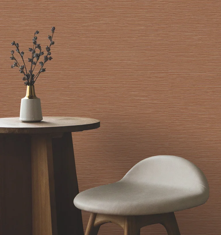 Oasis Faux Grasscloth Wallpaper - Rust — Image 5
