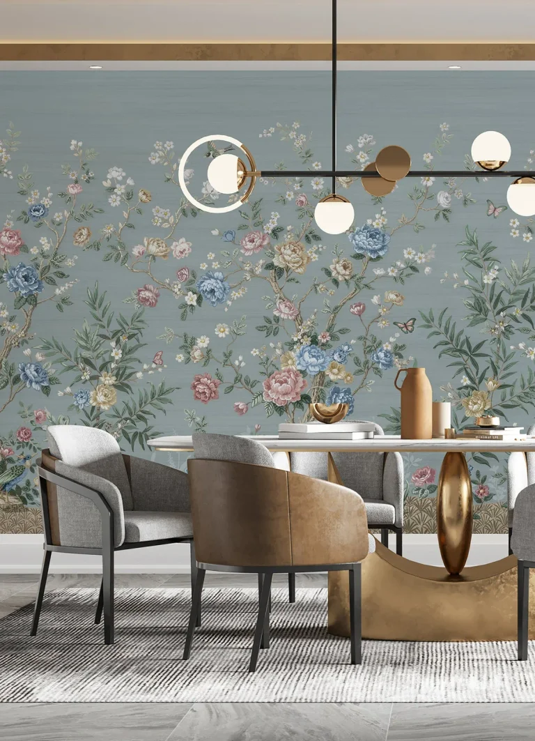 Winter Chinoiserie Wall Mural - Blue — Ảnh 8