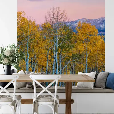 Birches and Mountains - Wall Mural 5066 - 4 Panel - 192cm x 260cm