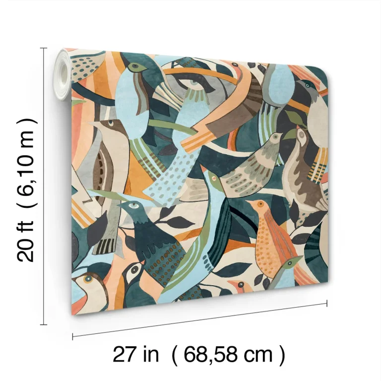 Fauvust Flock Abstract Peel and Stick Wallpaper - Coral — Ảnh 6