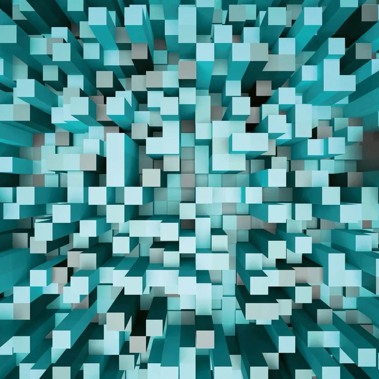 3D Squares Blue - Wall Mural 5001 - 4 Panel - 192cm x 260cm — Ảnh 4