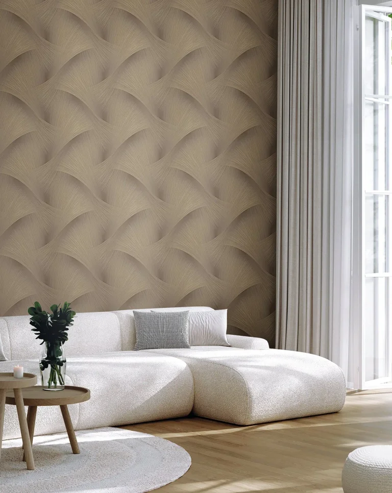 Etched Reeds Abstract Wallpaper - Coffee — Ảnh 2