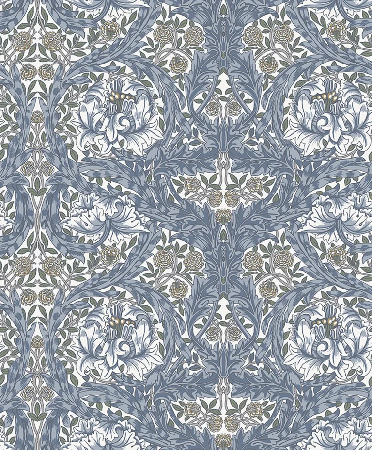 African Marigold Floral Wallpaper - Blue — Ảnh 2