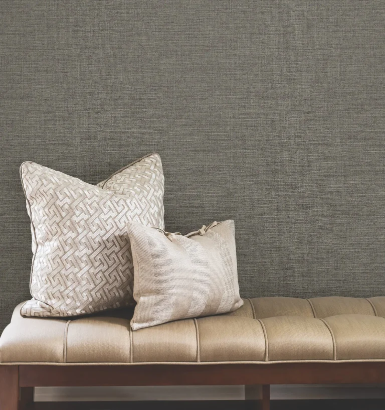 Terrene Faux Linen Wallpaper - Charcoal — Ảnh 2