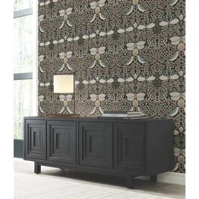 Ronald Redding Butterfly Garden Wallpaper - Black