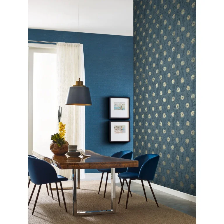Ronald Redding French Marigold Wallpaper - Denim/Gold — Ảnh 3
