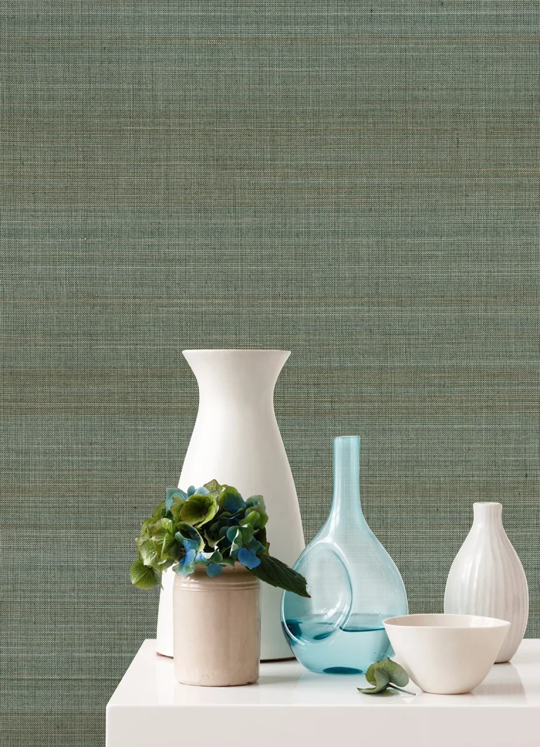 Mai Abaca Grasscloth Wallpaper - Teal — Ảnh 5