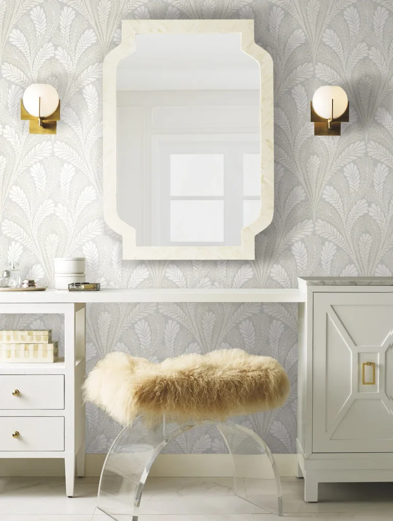Shell Damask Wallpaper - Grey — Image 3