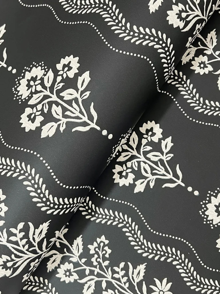 Chesapeake Lenea Floral Stripe Wallpaper - Black — Image 2